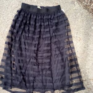Metrowear Black Skirt with Geometric Overlay Medium